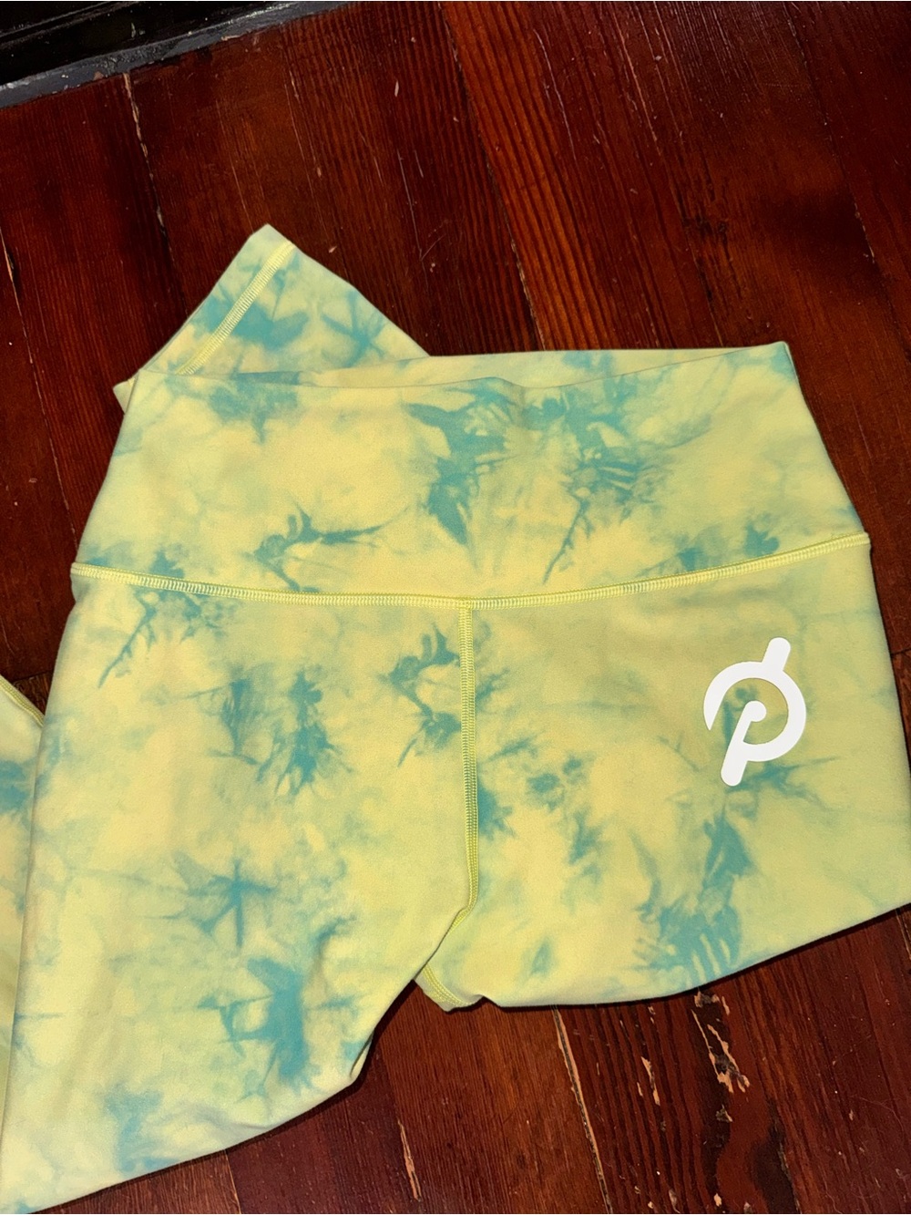 Peloton Yellow and Teal Tie-Dye Leggings